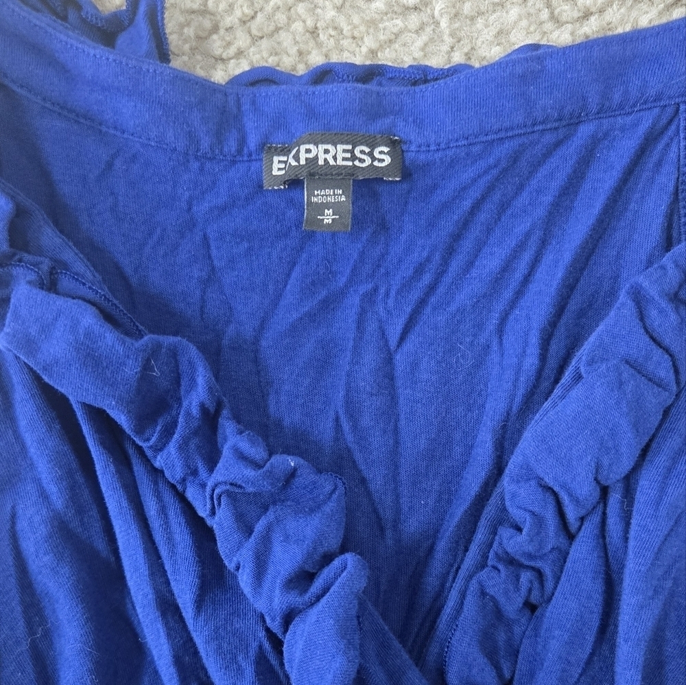 Express V-Neck Ruffle Mini Dress Size Medium - Picture 2 of 4